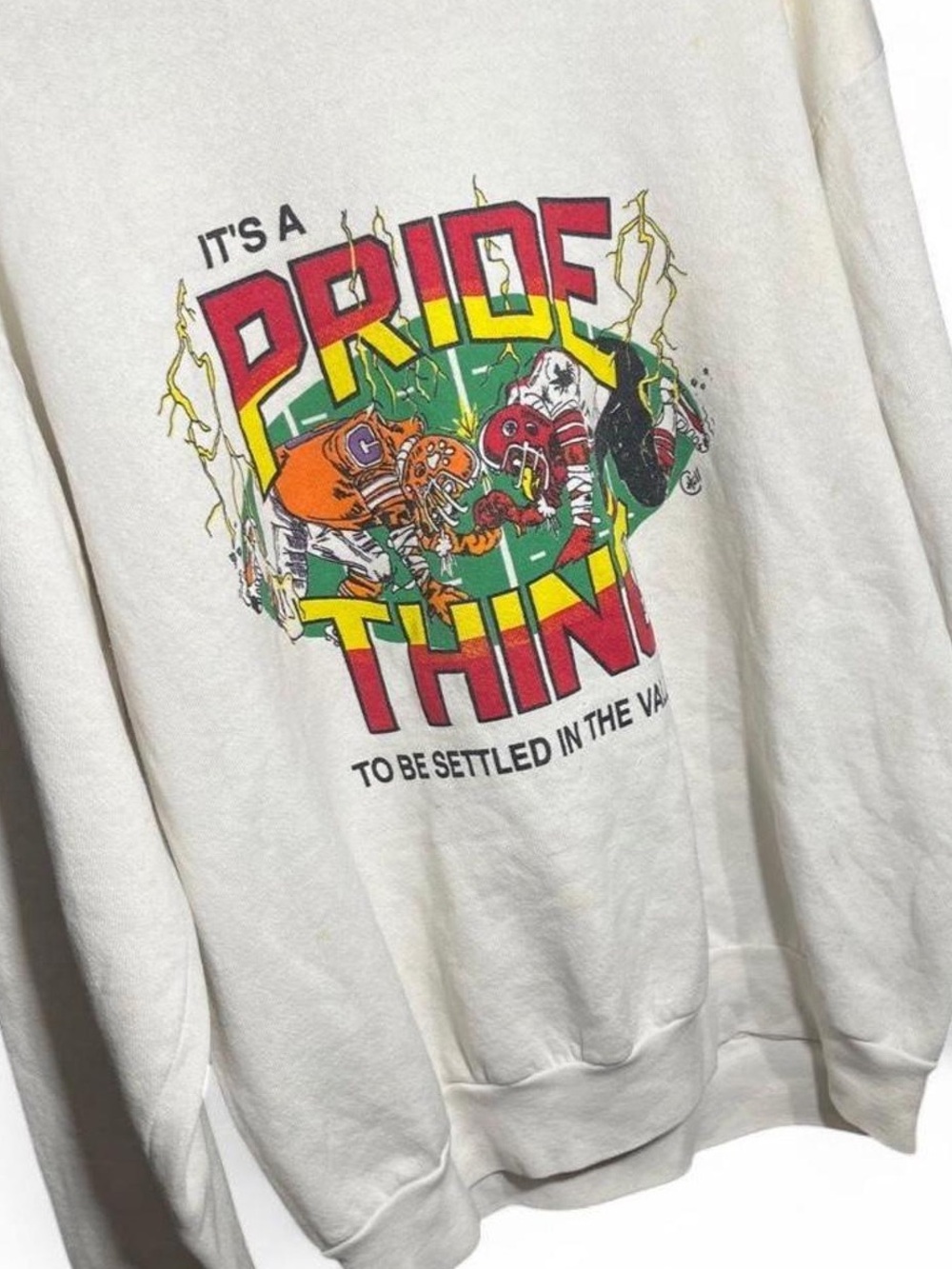 Vintage 80s Clemson Vs South Carolina - Its a Pride Thing Crewneck Sweater Small
